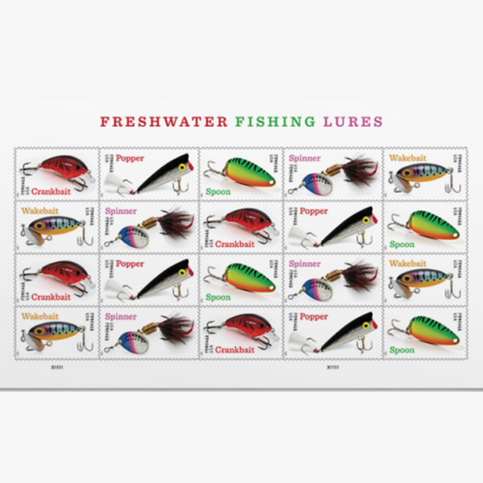 2025 Freshwater Fishing Lures Forever First Class Postage Stamps