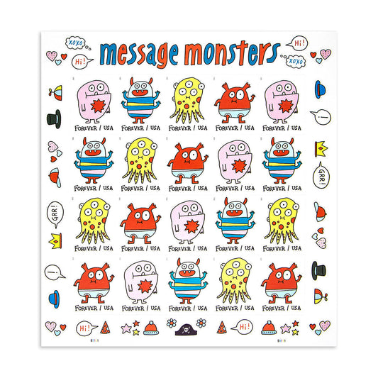 2021 Message Monsters Forever First Class Postage Stamps