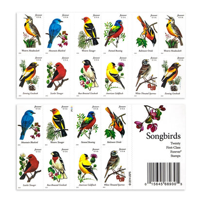 2014 Imperforate Songbirds Forever First Class Postage Stamps