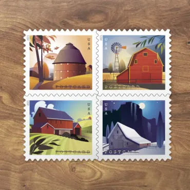 2021 Barns Postcard Forever First Class Postage Stamps (For Postcard Only)