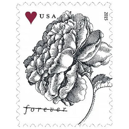 2015 Engraved Vintage Rose Forever First Class Postage Stamps
