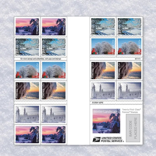2025 Winter Landscapes Stamps Forever First Class Postage Stamps